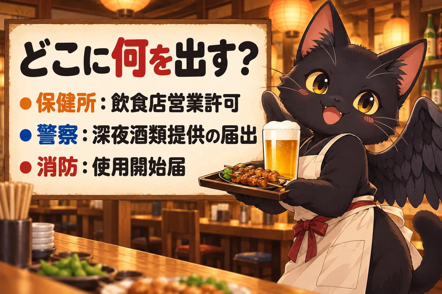 居酒屋の開業でどこに何を出す？